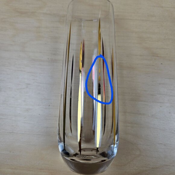 4 Vintage Mid Century Champagne Flute Gold Blown Glass Clear Stemless Contempora - Picture 7 of 8